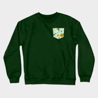 Pocket - Brushstrokes Tropical Palms Green Crewneck Sweatshirt